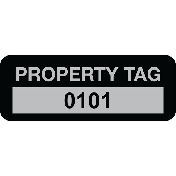 Lustre-Cal Property ID Label PROPERTY TAG5 Alum Black 2in x 0.75in Serialized 0101-0200, 100PK 253740Ma1K0101 - main